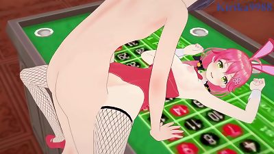 Sakura Miko (Bunny Girl) and Houshou Marine (Bunny Girl) intense sex. - Hololive VTuber manga porn